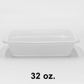 32 oz. Rectangular White Plastic Container Set (878) - 150/Case