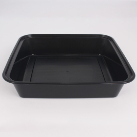 SR 8" X 8" Square Black Plastic Container Set (8148) - 150/Case