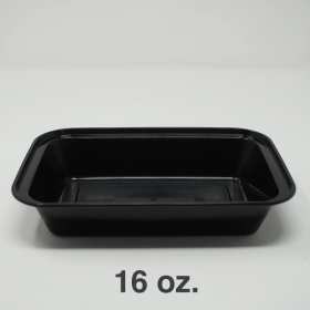 16 oz. 长方形优质黑色塑料餐盒套装 (8168) - 150套/箱