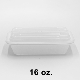 SR 16 oz. Rectangular White Plastic Container Set (8168) - 150/Case
