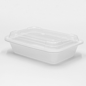 16 oz. 长方形加厚白色塑料餐盒套装 (8168) - 150套/箱