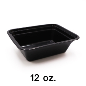 SR 12 oz.Rectangular Black Plastic Container Set (818) - 150/Case