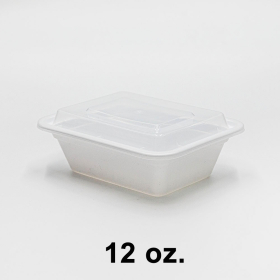 12 oz. 优质长方形白色塑料餐盒套装 (818) - 150套/箱