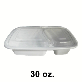 SR 30 oz. Rectangular White Plastic 2 Comp. Container Set (8288) - 150/Case