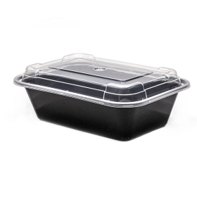 SR 24 oz. Rectangular Black Plastic Container Set (838) - 150/Case