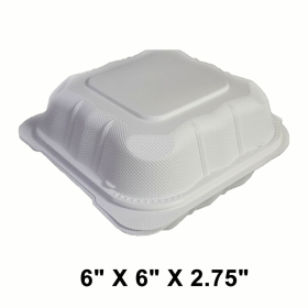 Square White Plastic Hinged Food Container 6