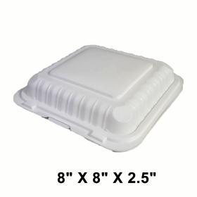 Square White Plastic 1-Compartment Hinged Food Container 8