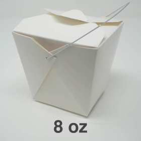 [Bulk 15 Cases] 8oz. White Paper Take-Out Food Pail With Handle - 1000/Case