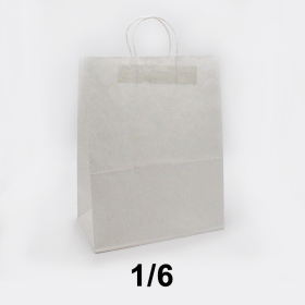 White Kraftpaper Shopping Bags with Handle 1/6 - 250/Case