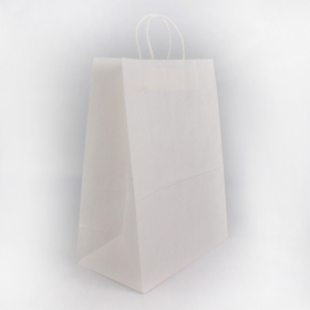 White Kraftpaper Shopping Bags with Handle 1/6 - 250/Case