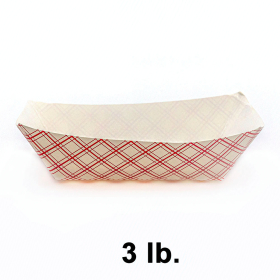 Rectangular Red Check Paper Food Tray 3 lb. - 500/Case