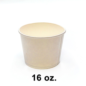 圆形白色纸质汤盒底 16 oz. (520) (非套装) - 500/箱