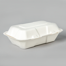AHD 205 Rectangular White Compostable Hinged Container 9