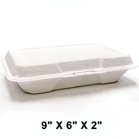 AHD 207 Rectangular White Shallow Compostable Hinged Container 9