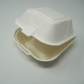 AHD 6" X 6" X 3" Square White Compostable Hinged Container - 500/Case