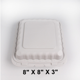 Kari-Out 883SW Square White Plastic Hinged Food Container 8