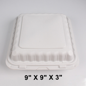 993W 正方形白色塑料三格环保餐盒 9