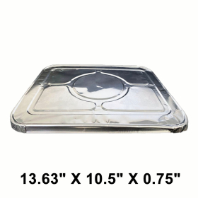 WS Half Size 13.63" X 10.5" X 0.75" Rectangular Aluminum Foil Steam Table Pan Lid - 100/Case