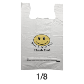 1/8 Smile Face White Plastic T-Shirt Bag - 270/Case