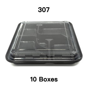 [团购10箱] 307 正方形黑色塑料便当盒套装 10 5/8