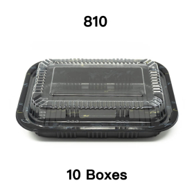 [团购10箱] 810 长方形黑色塑料餐盒套装 7 1/4