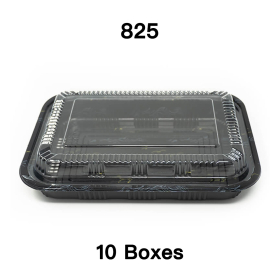 [团购10箱] 825 长方形黑色塑料餐盒套装 9 1/8