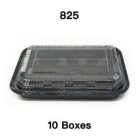 [Bulk 10 Cases] 825 Rectangular Black Plastic Lunch Box Set 9 1/8