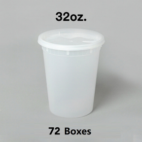 [团购72箱] 32 oz. 圆形透明塑料汤盒套装 - 240套/箱