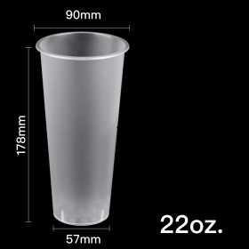 90 PP Clear Frosted Injection Cup (Hard) 22 oz. - 500/Case