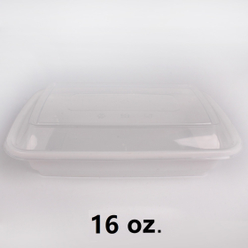 AHD Rectangular White Plastic Container Set 16 oz. (038) - 150/Case