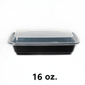 AHD Rectangular Black Plastic Container Set 16 oz. (038) - 150/Case