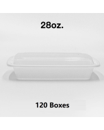 [团购120箱] 28 oz. 长方形白色塑料餐盒套装 (868) - 150套/箱
