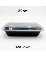 [Bulk 120 Cases] 32 oz. Rectangular Black Plastic Container Set (878) - 150/Case