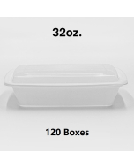 [Bulk 120 Cases] 32 oz. Rectangular White Plastic Container Set (878) - 150/Case