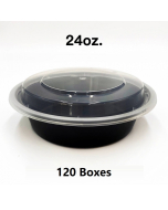 [团购120箱] 24 oz. 圆形黑色塑料餐盒套装 (723) - 150套/箱
