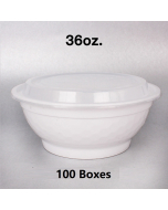 [Bulk 100 Cases] 36 oz. Round White Plastic Container Set - 150 Set/Case