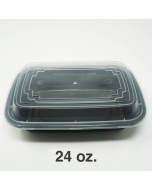 24 oz. 长方形黑色塑料餐盒套装 - 150套/箱