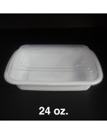 24 oz. 长方形白色塑料餐盒套装 - 150套/箱