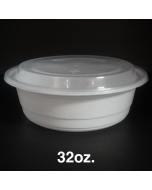 32 oz. Round White Plastic Deli Container Set - 150/Case