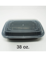 38 oz. 长方形黑色塑料餐盒套装 - 150套/箱