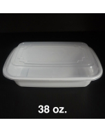 38 oz. 长方形白色塑料餐盒套装 - 150套/箱