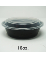 16 oz. 圆形黑色塑料餐盒套装 - 150套/箱