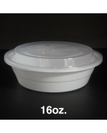 16 oz. 圆形白色塑料餐盒套装 - 150套/箱