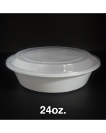 24 oz. 圆形白色塑料餐盒套装 - 150套/箱