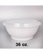[Bulk 25 Cases] FH 36 oz. Round White Plastic Deli Container With Clear Dome Lid - 150/Case