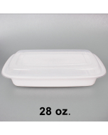 28 oz. Rectangular Heavy Duty White Plastic Food Container Set - 150/Case