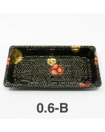 0.6-B Rectangular Black Plastic Sushi Tray Container Base (Not Combo) 6 3/8" X 3 1/2" X 3/4" - 1500/Case