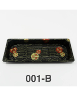 001-B Rectangular Black Plastic Sushi Tray Container Base (Not Combo) 8 3/4" X 3 3/4" X 7/8" - 1400/Case