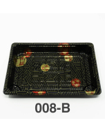 008-B Rectangular Black Plastic Sushi Tray Container Base (Not Combo) 6 1/2" X 4 1/2" X 3/4" - 1500/Case