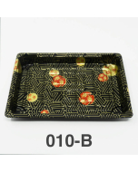 010-B Rectangular Black Plastic Sushi Tray Container Base (Not Combo) 7 3/8" X 5 1/8" X 7/8" - 1200/Case